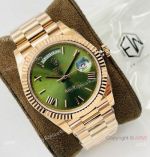 V2 Rolex Day-Date 40mm 3255 Olive Green Rose Gold President Watch with NFC card